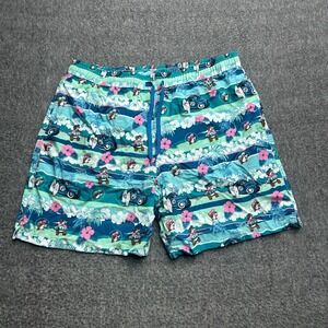 Buc-ees Swim Trunks 2X Bathing Suit Mens Beaver All Over Drawstring Stretch